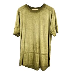WT02 Mens‎ T Shirt Washed Olive Green Cotton Oversized Size Large